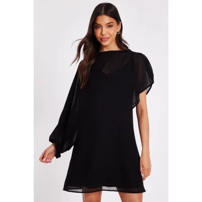 Quiz Chiffon Two-in-one Mini Dress In Black