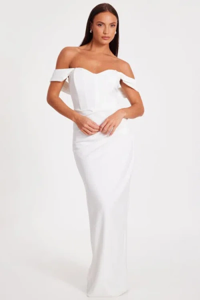 Quiz Corset Detail Scuba Crepe Maxi In White