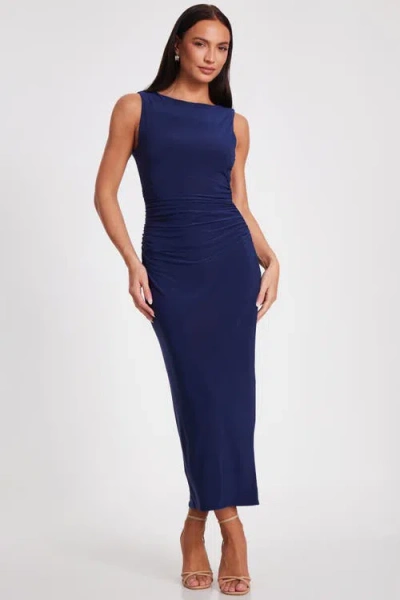 Quiz Cowl Back Ity Maxi Dress In Indigo
