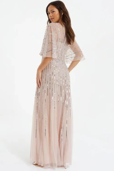 QUIZ QUIZ EMBELLISHED SEQUIN EVENING DRESS