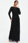 Quiz Embellished Twist Detail Evening Dress In Black