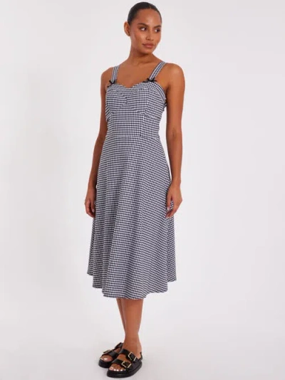 Quiz Gingham Strappy Midi Dress In Blue