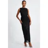 Quiz Glitter Sleeveless Midi Dress In Black