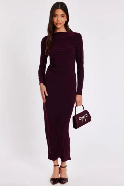 Quiz Ity Long Sleeve Maxi Dress In Purple