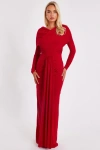 Quiz Ity Maxi Dress With Draping In Red
