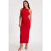 Quiz Ity Ruched Waist Maxi Dress In Red