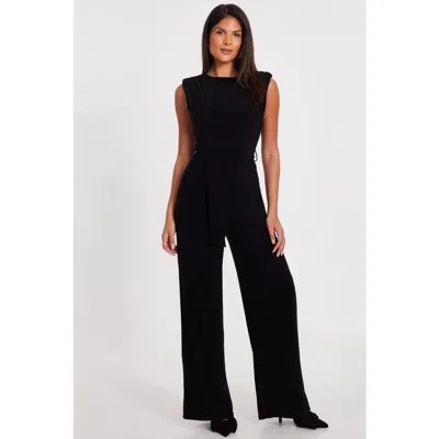 Quiz Ity Waist Tie Jumpsuit In Black