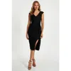 Quiz Jacquard Bardot Midi Dress In Black