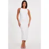 Quiz Jaquard Maxi Dress With Twist Strap In White
