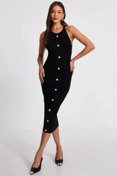 Quiz Knit Halter Neck Dress In Black