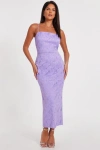 Quiz Lace Strappy Maxi Dress In Lilac