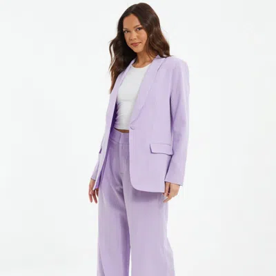 Quiz Linen Blazer In Purple