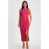 Quiz Mesh Round Neck Maxi Dress In Pink