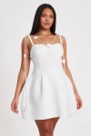 Quiz Mini Scuba Foam Dress With Trailing Floral Trim In White