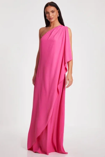 Quiz One Shoulder Frill Detail Crepe Maxi Dress In Magenta