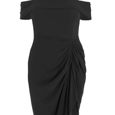 Quiz Plus Size Chiffon Ruched Midi Dress In Black
