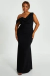 Quiz Plus Size Cold Shoulder Detail Maxi Dress In Black