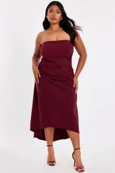 Quiz Plus Size Crepe Bandeau Midi Dress In Purple