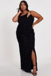 Quiz Plus Size Cut Out 3d Floral Maxi Dress In Black