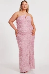 Quiz Plus Size Cut Out 3d Floral Maxi Dress In Blush