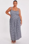 Quiz Plus Size Gingham Drop Waist Maxi Dress In Blue