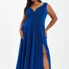 Quiz Plus Size Glitter Wrap Maxi Dress In Blue