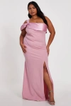 Quiz Plus Size One Shoulder Satin/scuba Crepe Maxi Dress