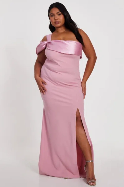 Quiz Plus Size One Shoulder Satin/scuba Crepe Maxi Dress