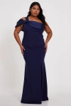 Quiz Plus Size One Shoulder Satin/scuba Crepe Maxi Dress