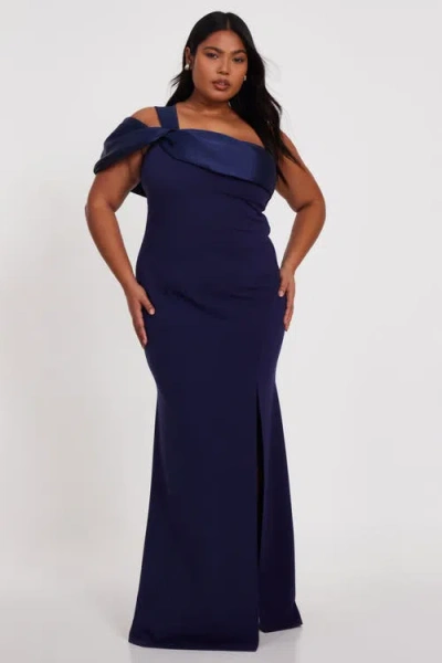 Quiz Plus Size One Shoulder Satin/scuba Crepe Maxi Dress