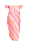 Quiz Satin Bardot Midi Dress In Pink