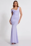 Quiz Scuba Crepe Chiffon Drape Maxi Dress In Lilac