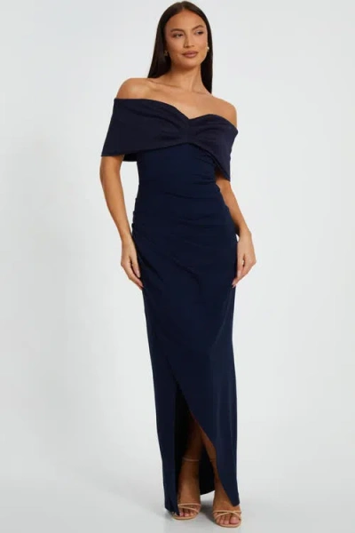 Quiz Scuba Crepe Contrast Wrap Maxi Dress In Black