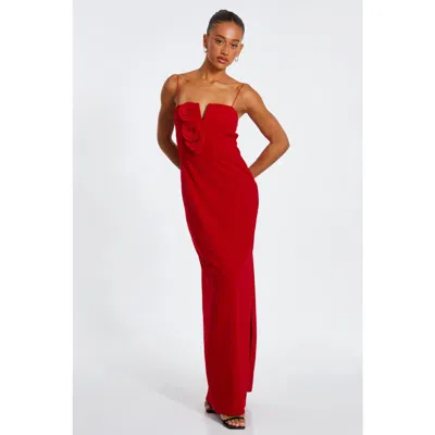 Quiz Scuba Crepe Floral Trim Strap Maxi Dress