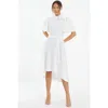 Quiz Scuba Crepe Flower Detail Dip Hem Dress In White