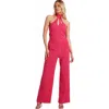 Quiz Scuba Crepe Halterneck Jumpsuit In Magenta