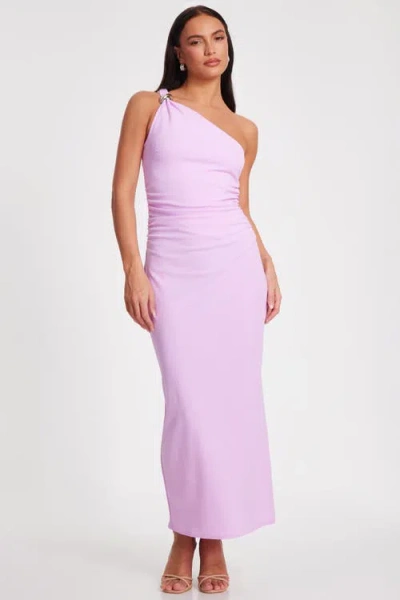 Quiz Scuba Crepe One Shoulder Buckle Detail Maxi Dress In Lilac