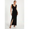 Quiz Scuba Crepe Strap Trim Ruched Maxi Dress In Black