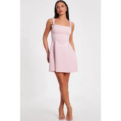 Quiz Scuba Foam Mini Dress With Diamante Bow Detail In Baby Pink