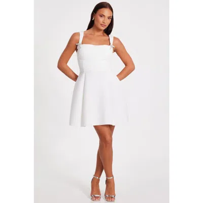 Quiz Scuba Foam Mini Skater Dress In White