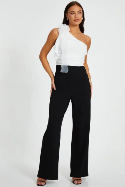 Quiz Scuba Mesh Asymmetric Jumpsuit In Black