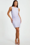 Quiz Sequin Jersey Mini Dress With Ruched Strap In Lilac