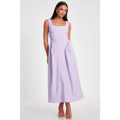 Quiz Square Neck Skater Midi Dress In Lilac