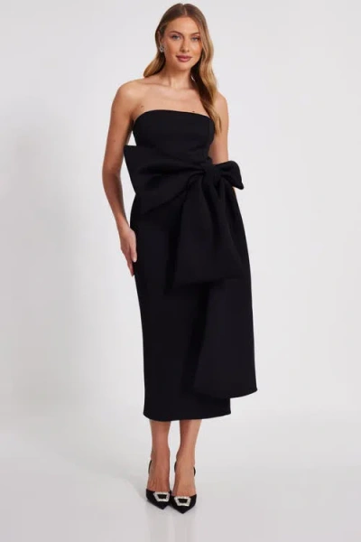 Quiz Strapless Bow Detail Maxi Dress In Black