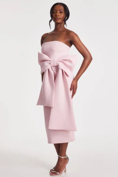Quiz Strapless Bow Detail Maxi Dress In Pale Pink