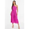 Quiz Textured One Sleeve Midi Dress In Pink