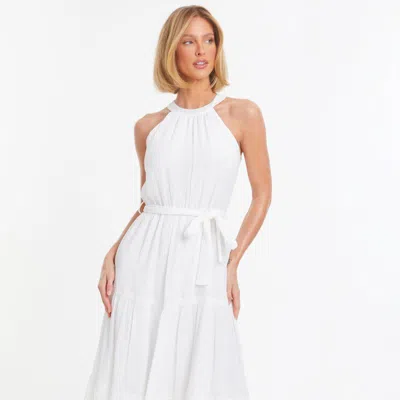 Quiz Tiered Halter Neck Maxi Dress In White