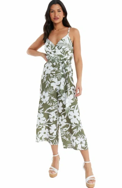 Quiz Tropical Culotte Jumpsuit In Green