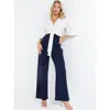 Quiz Contrast Scuba Crepe Jumpsuit In Navy