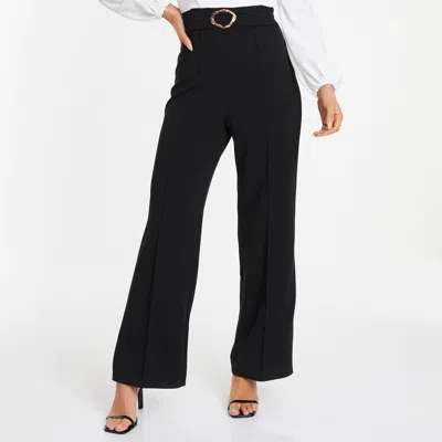 Quiz Two Toned Wrap Gold Buckle Jumpsuit In Black